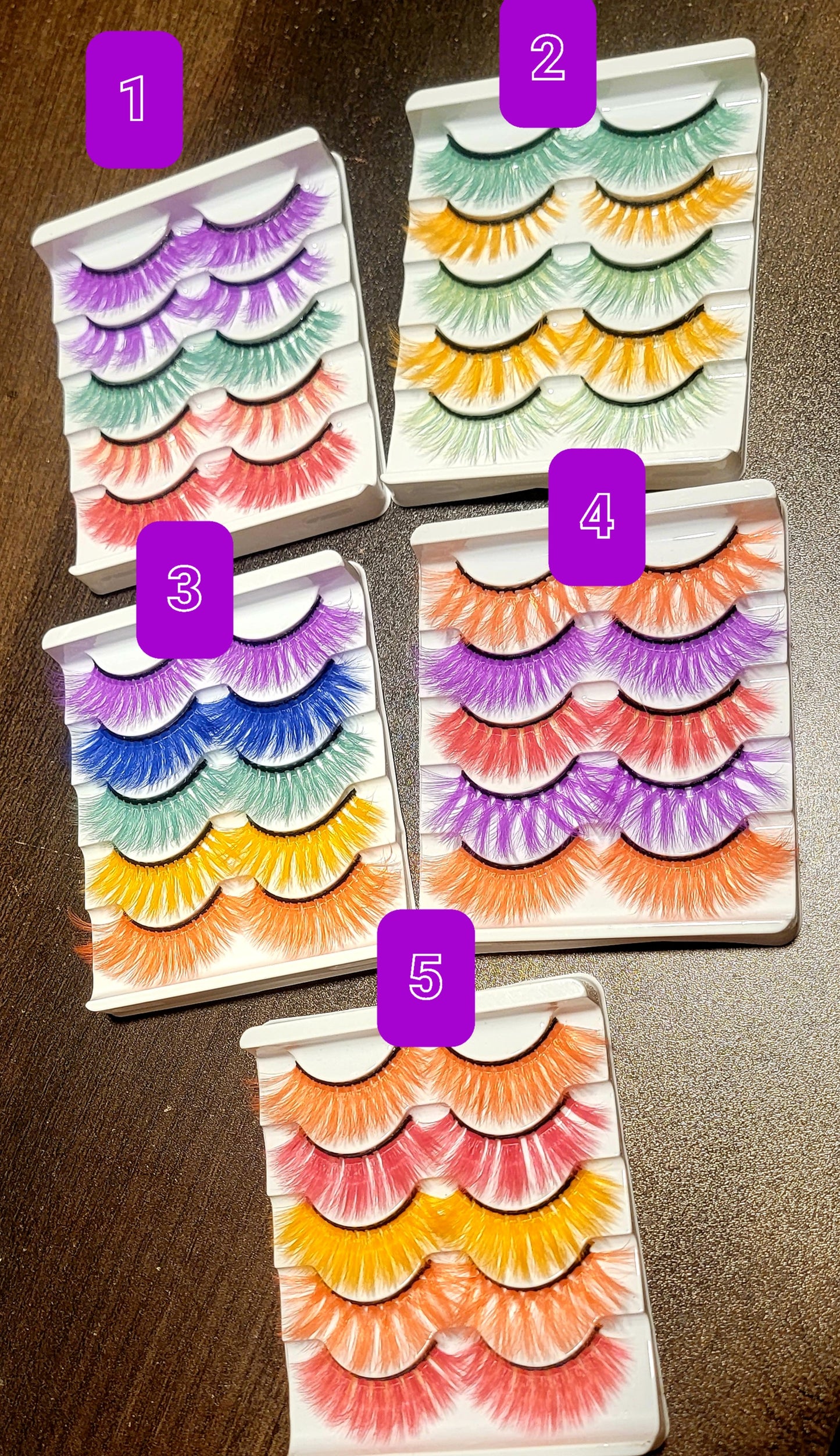 5 set Colorful mink 25mm lashes