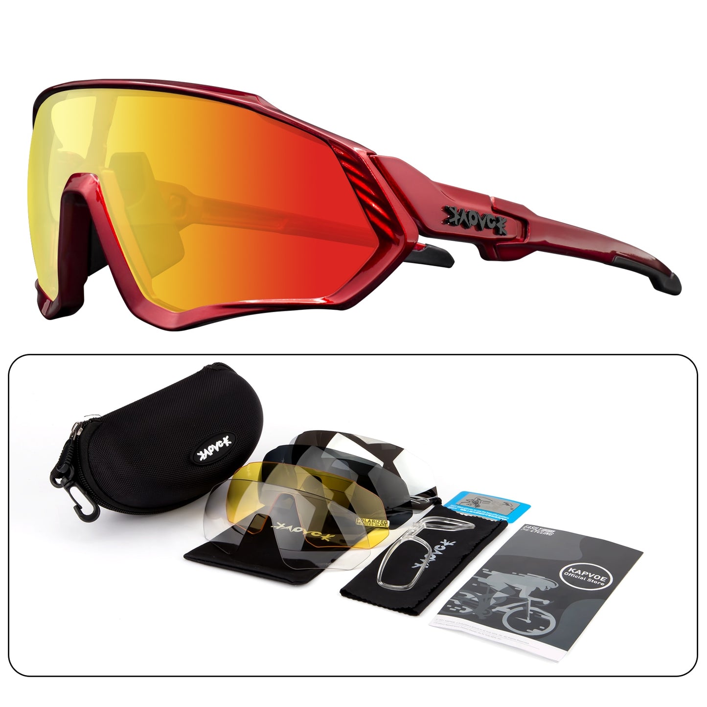 KAPVOE Sports Men Sunglasses Road Cycling Glasses Mountain Bike Bicycle Riding Protection Goggles Eyewear