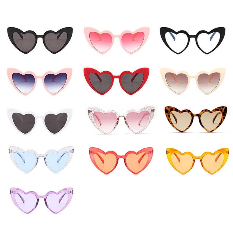 SHAUNA Metal Hinge Popular Heart Sharp Women Cat Eye Sunglasses Fashion Candy Colors Glasses UV400