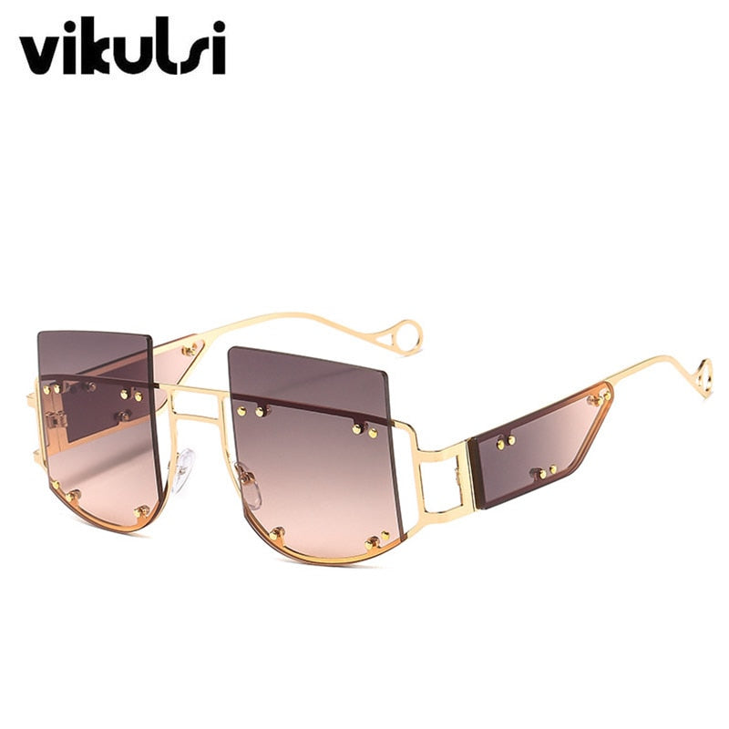 2020 Hollow Lens Oversized Women Sunglasses Square Brand Designer Men Sun Glasses Gradient Big Frame Sunglasses For Female UV400