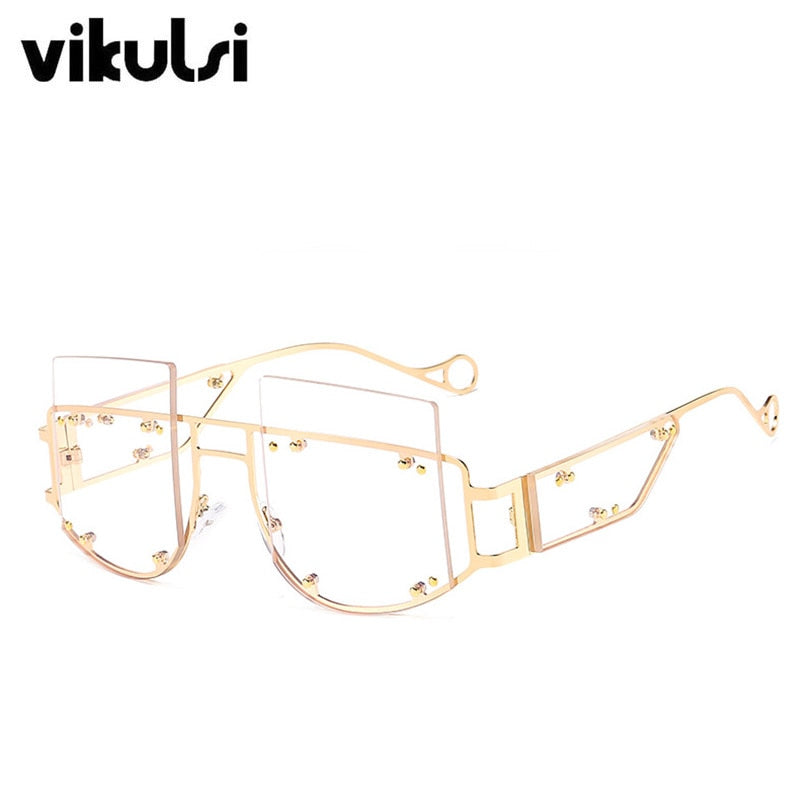 2020 Hollow Lens Oversized Women Sunglasses Square Brand Designer Men Sun Glasses Gradient Big Frame Sunglasses For Female UV400