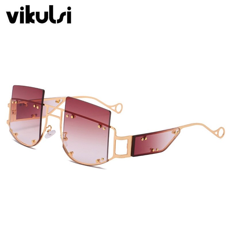 2020 Hollow Lens Oversized Women Sunglasses Square Brand Designer Men Sun Glasses Gradient Big Frame Sunglasses For Female UV400