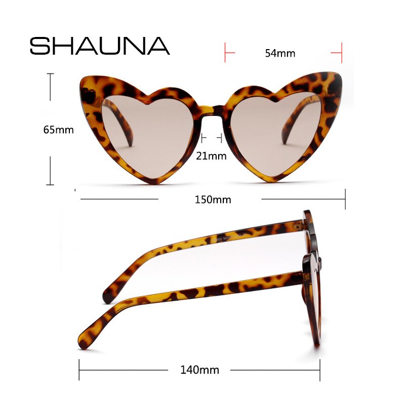 SHAUNA Metal Hinge Popular Heart Sharp Women Cat Eye Sunglasses Fashion Candy Colors Glasses UV400