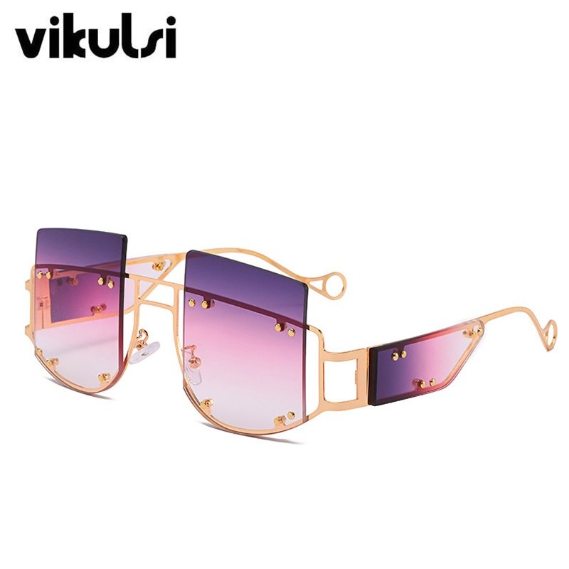 2020 Hollow Lens Oversized Women Sunglasses Square Brand Designer Men Sun Glasses Gradient Big Frame Sunglasses For Female UV400