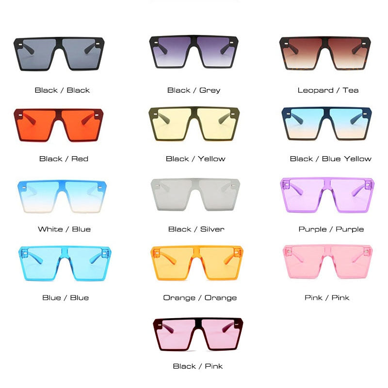 SHAUNA Oversize Square Sunglasses Women Fashion Flat Top Gradient Glasses Men