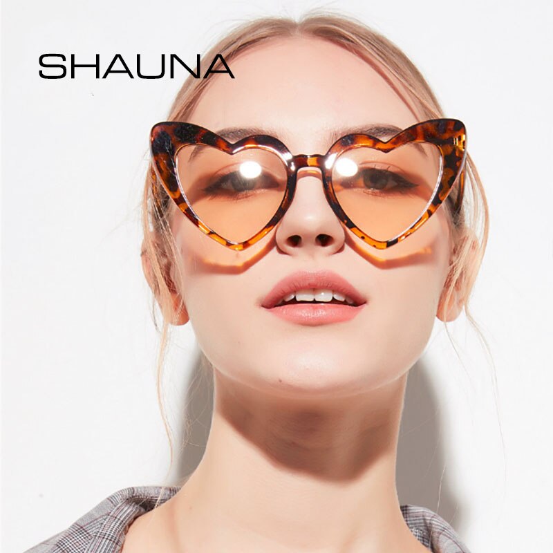 SHAUNA Metal Hinge Popular Heart Sharp Women Cat Eye Sunglasses Fashion Candy Colors Glasses UV400