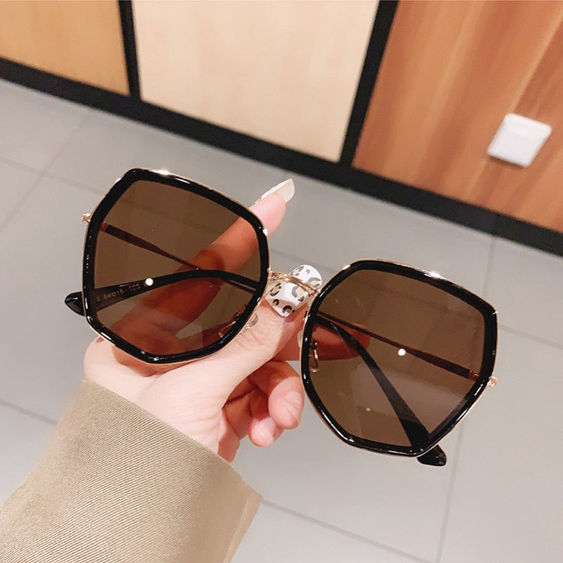 Fashion Polygon Gradient Women Sunglasses Vintage Irregular Big Frame Eyewear Trending Ladies Shades Pink Sun Glasses