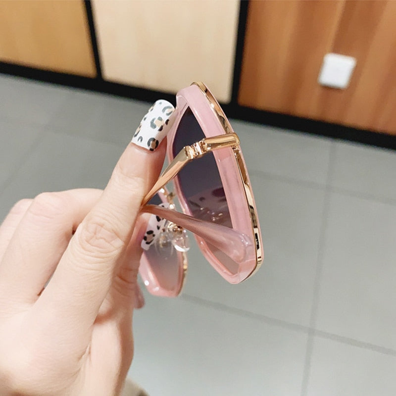 Fashion Polygon Gradient Women Sunglasses Vintage Irregular Big Frame Eyewear Trending Ladies Shades Pink Sun Glasses