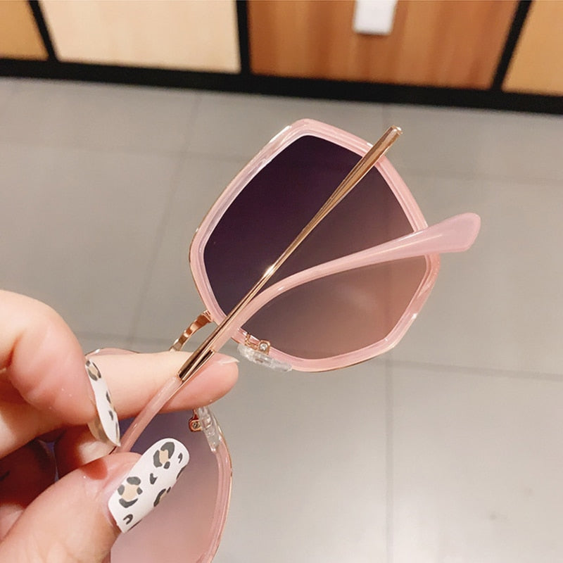 Fashion Polygon Gradient Women Sunglasses Vintage Irregular Big Frame Eyewear Trending Ladies Shades Pink Sun Glasses