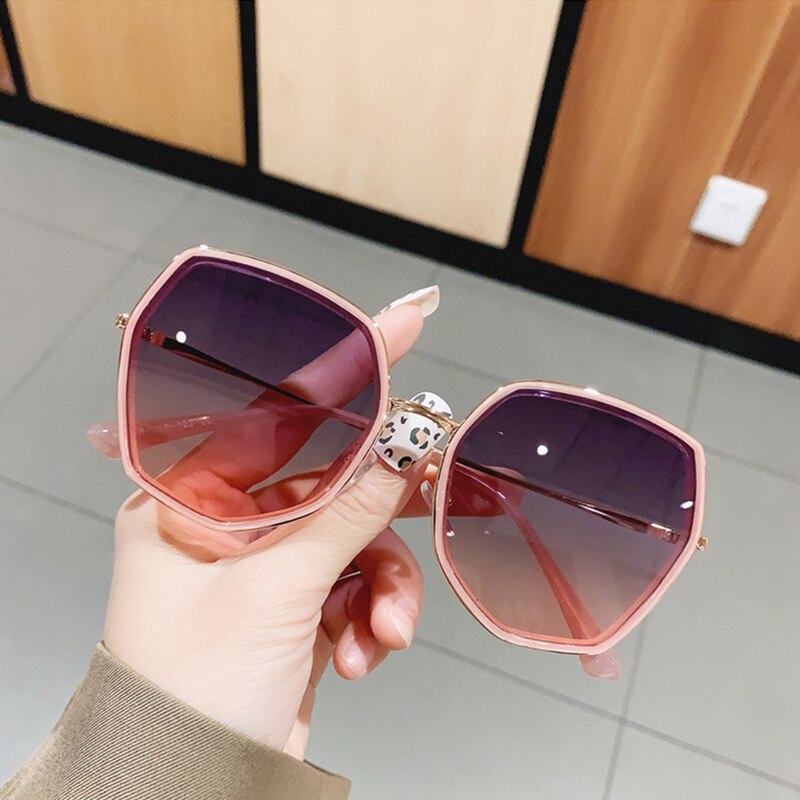 Fashion Polygon Gradient Women Sunglasses Vintage Irregular Big Frame Eyewear Trending Ladies Shades Pink Sun Glasses