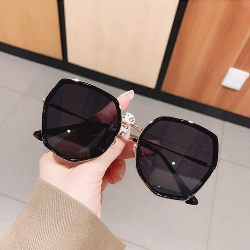 Fashion Polygon Gradient Women Sunglasses Vintage Irregular Big Frame Eyewear Trending Ladies Shades Pink Sun Glasses