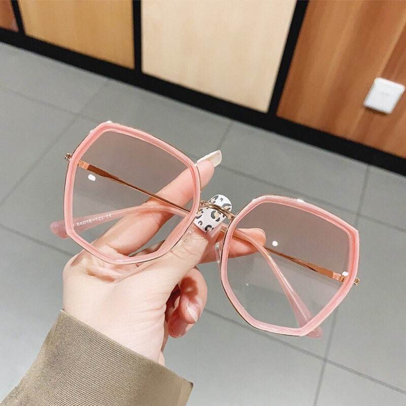 Fashion Polygon Gradient Women Sunglasses Vintage Irregular Big Frame Eyewear Trending Ladies Shades Pink Sun Glasses