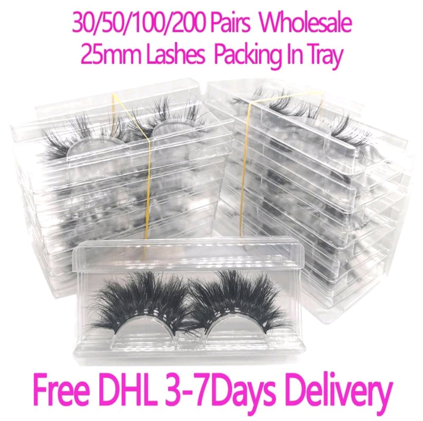 30/50/100/200 tray 25mm mink lashes