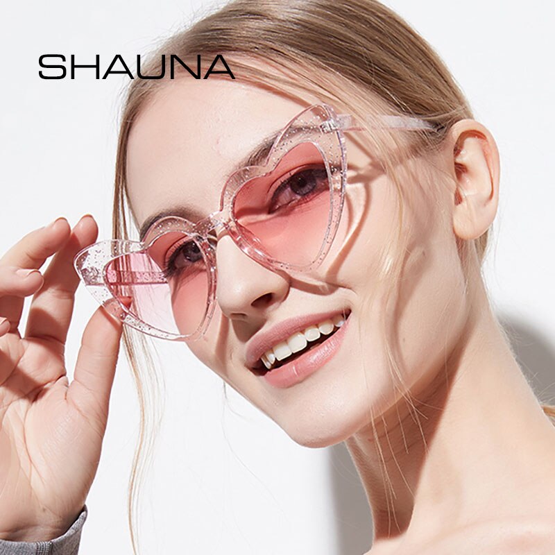 SHAUNA Metal Hinge Popular Heart Sharp Women Cat Eye Sunglasses Fashion Candy Colors Glasses UV400