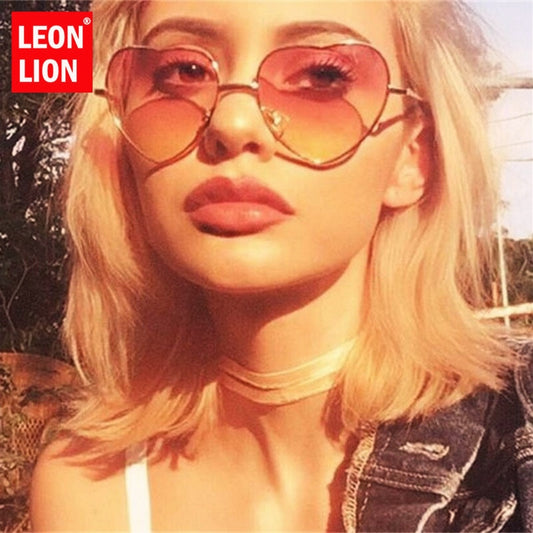 LeonLion 2023 Heart Sunglasses Women Retro Sunglasses Women Luxury Brand Sun Glasses Women Mirror Vintage Oculos De Sol Feminino