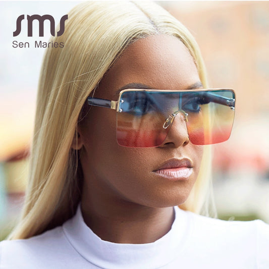 Fashion Oversized Square Sunglasses Women 2020 Brand Designer Vintage Gradient Blue Pink Sunglasses For Women Men Eyewear UV400